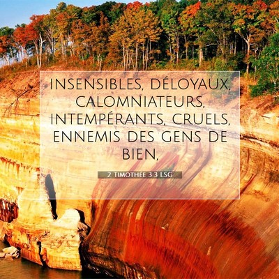 Picture 07 - 2 Timothée 3:3 LSG - insensibles, déloyaux, calomniateurs, - Bible Verse Picture