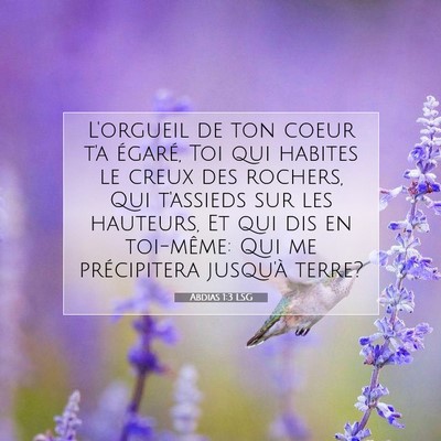 Picture 07 - Abdias 1:3 LSG - L'orgueil de ton coeur t'a égaré, Toi qui - Bible Verse Picture