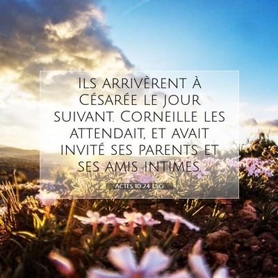 Picture 07 - Actes 10:24 LSG - Ils arrivèrent à Césarée le jour suivant. - Bible Verse Picture
