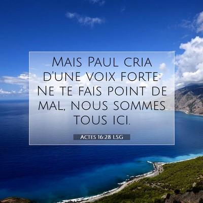 Picture 07 - Actes 16:28 LSG - Mais Paul cria d'une voix forte: Ne te fais point - Bible Verse Picture