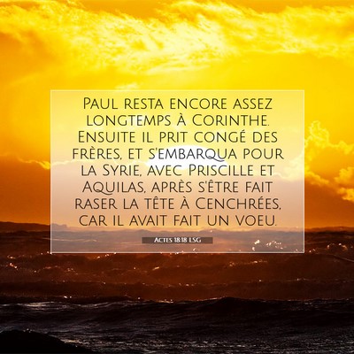 Picture 07 - Actes 18:18 LSG - Paul resta encore assez longtemps à Corinthe. - Bible Verse Picture