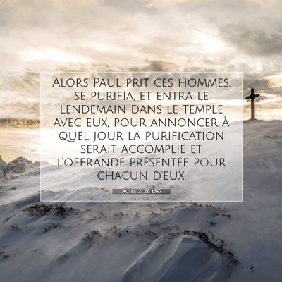 Picture 07 - Actes 21:26 LSG - Alors Paul prit ces hommes, se purifia, et entra - Bible Verse Picture