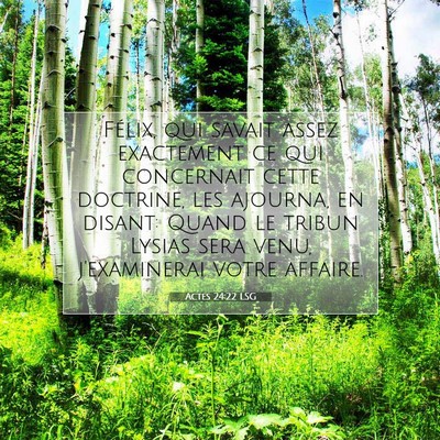 Picture 07 - Actes 24:22 LSG - Félix, qui savait assez exactement ce qui - Bible Verse Picture