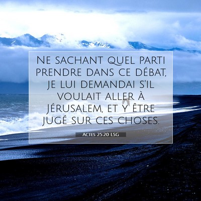 Picture 07 - Actes 25:20 LSG - Ne sachant quel parti prendre dans ce débat, je - Bible Verse Picture