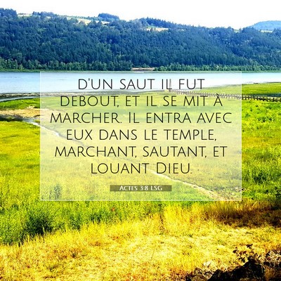 Picture 07 - Actes 3:8 LSG - d'un saut il fut debout, et il se mit à marcher. - Bible Verse Picture