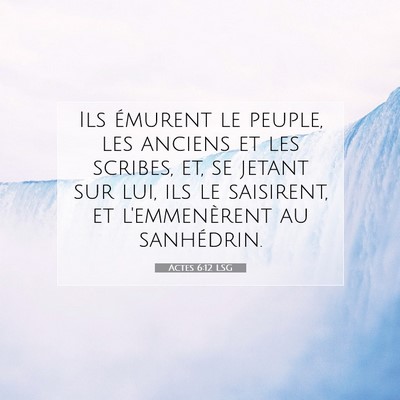 Picture 07 - Actes 6:12 LSG - Ils émurent le peuple, les anciens et les - Bible Verse Picture