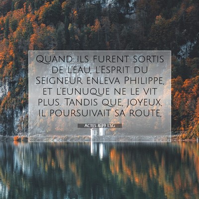 Picture 07 - Actes 8:39 LSG - Quand ils furent sortis de l'eau, l'Esprit du - Bible Verse Picture