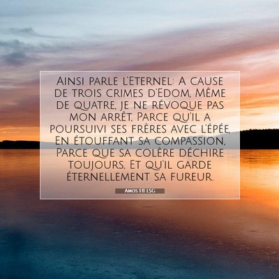 Picture 07 - Amos 1:11 LSG - Ainsi parle l'Eternel: A cause de trois crimes - Bible Verse Picture