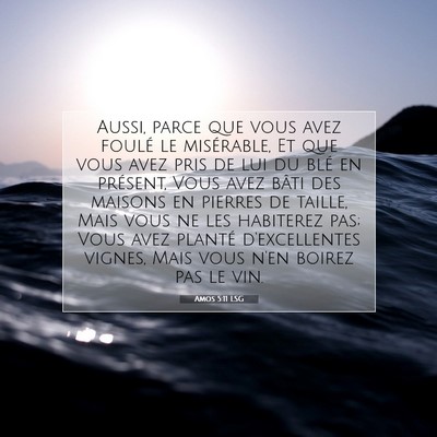 Picture 07 - Amos 5:11 LSG - Aussi, parce que vous avez foulé le misérable, - Bible Verse Picture