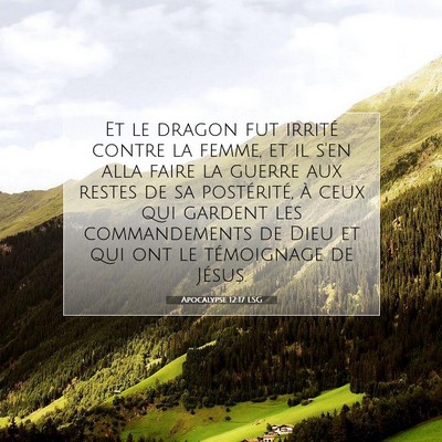 Picture 07 - Apocalypse 12:17 LSG - Et le dragon fut irrité contre la femme, et il - Bible Verse Picture