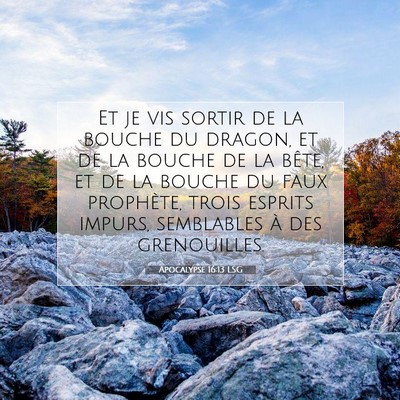 Picture 07 - Apocalypse 16:13 LSG - Et je vis sortir de la bouche du dragon, et de la - Bible Verse Picture