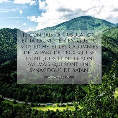 Picture 07 - Apocalypse 2:9 LSG - Je connais ta tribulation et ta pauvreté bien - Bible Verse Picture