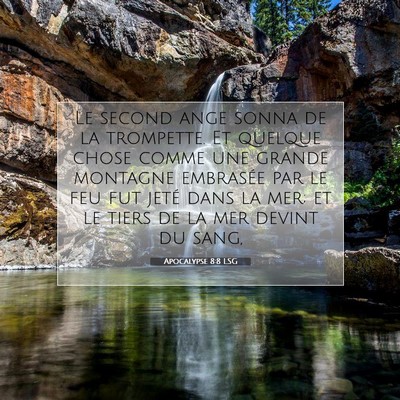 Picture 07 - Apocalypse 8:8 LSG - Le second ange sonna de la trompette. Et quelque - Bible Verse Picture
