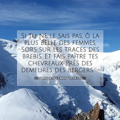 Picture 07 - Cantique des Cantiques 1:8 LSG - Si tu ne le sais pas, ô la plus belle des - Bible Verse Picture