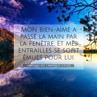 Picture 07 - Cantique des Cantiques 5:4 LSG - Mon bien-aimé a passé la main par la fenêtre, - Bible Verse Picture