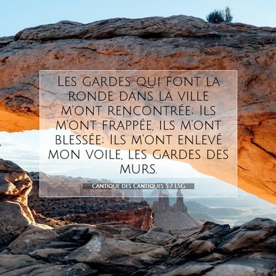 Picture 07 - Cantique des Cantiques 5:7 LSG - Les gardes qui font la ronde dans la ville m'ont - Bible Verse Picture