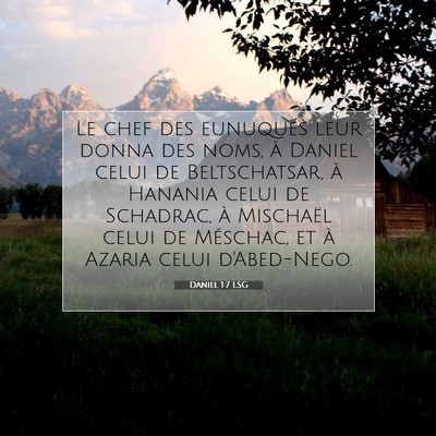 Picture 07 - Daniel 1:7 LSG - Le chef des eunuques leur donna des noms, à - Bible Verse Picture