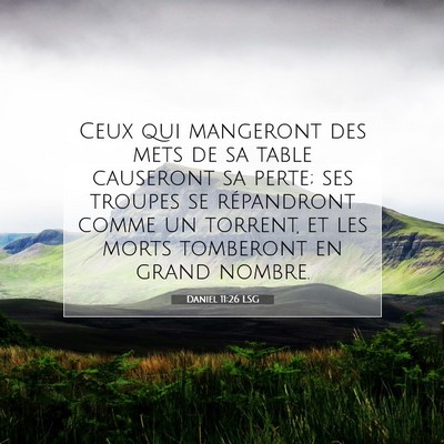 Picture 07 - Daniel 11:26 LSG - Ceux qui mangeront des mets de sa table causeront - Bible Verse Picture