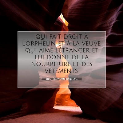 Picture 07 - Deutéronome 10:18 LSG - qui fait droit à l'orphelin et à la veuve, qui - Bible Verse Picture
