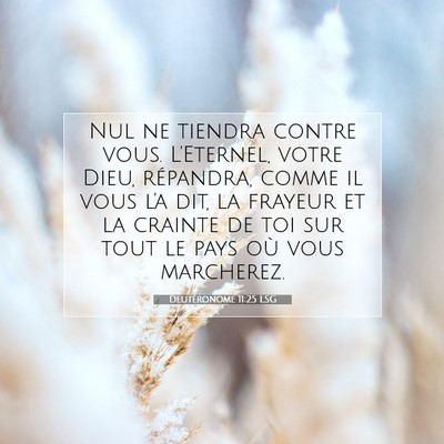 Picture 07 - Deutéronome 11:25 LSG - Nul ne tiendra contre vous. L'Eternel, votre - Bible Verse Picture