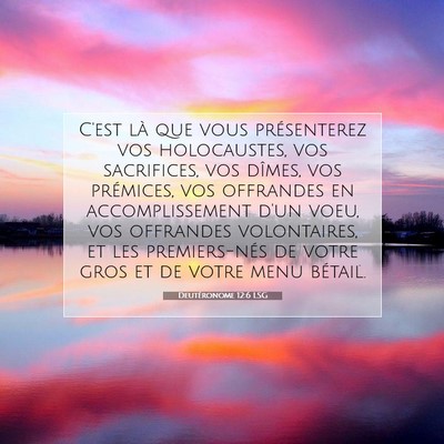 Picture 07 - Deutéronome 12:6 LSG - C'est là que vous présenterez vos holocaustes, - Bible Verse Picture