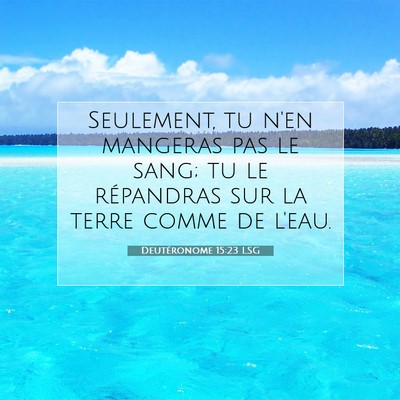 Picture 07 - Deutéronome 15:23 LSG - Seulement, tu n'en mangeras pas le sang; tu le - Bible Verse Picture