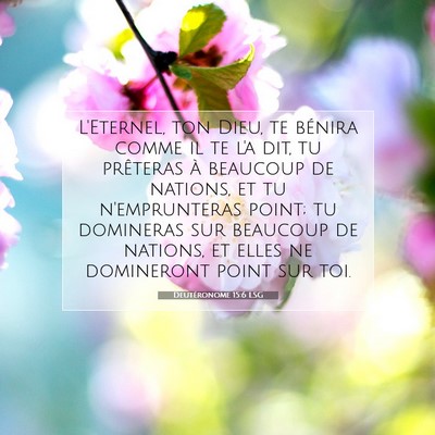 Picture 07 - Deutéronome 15:6 LSG - L'Eternel, ton Dieu, te bénira comme il te l'a - Bible Verse Picture