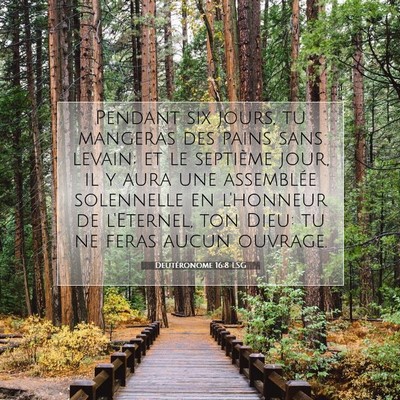 Picture 07 - Deutéronome 16:8 LSG - Pendant six jours, tu mangeras des pains sans - Bible Verse Picture