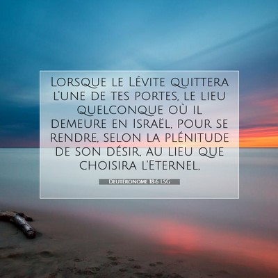 Picture 07 - Deutéronome 18:6 LSG - Lorsque le Lévite quittera l'une de tes portes, - Bible Verse Picture