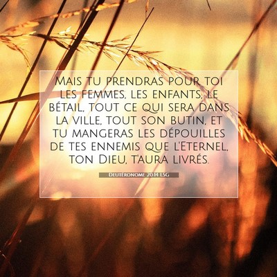 Picture 07 - Deutéronome 20:14 LSG - Mais tu prendras pour toi les femmes, les - Bible Verse Picture