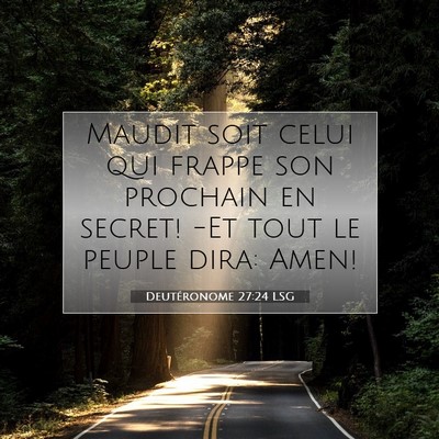 Picture 07 - Deutéronome 27:24 LSG - Maudit soit celui qui frappe son prochain en - Bible Verse Picture