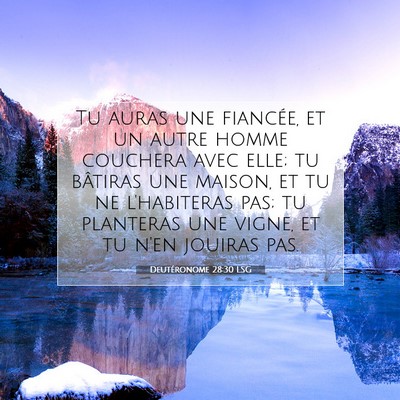 Picture 07 - Deutéronome 28:30 LSG - Tu auras une fiancée, et un autre homme couchera - Bible Verse Picture