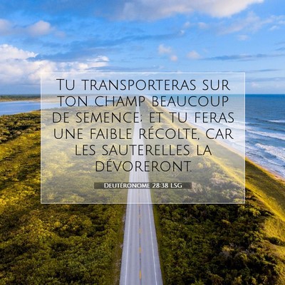 Picture 07 - Deutéronome 28:38 LSG - Tu transporteras sur ton champ beaucoup de - Bible Verse Picture