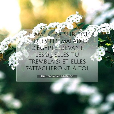 Picture 07 - Deutéronome 28:60 LSG - Il amènera sur toi toutes les maladies d'Egypte, - Bible Verse Picture