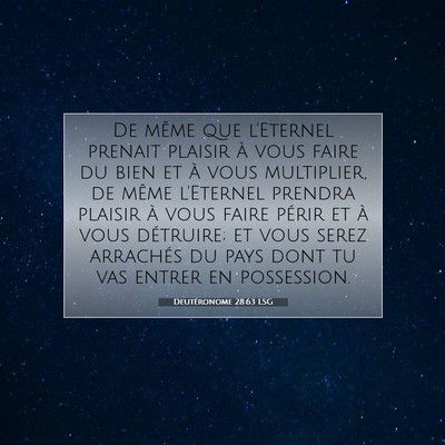 Picture 07 - Deutéronome 28:63 LSG - De même que l'Eternel prenait plaisir à vous - Bible Verse Picture