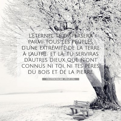 Picture 07 - Deutéronome 28:64 LSG - L'Eternel te dispersera parmi tous les peuples, - Bible Verse Picture