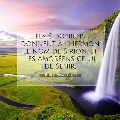 Picture 07 - Deutéronome 3:9 LSG - les Sidoniens donnent à l'Hermon le nom de - Bible Verse Picture