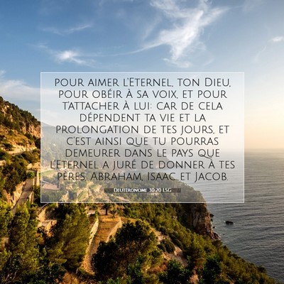 Picture 07 - Deutéronome 30:20 LSG - pour aimer l'Eternel, ton Dieu, pour obéir à sa - Bible Verse Picture