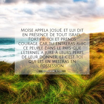 Picture 07 - Deutéronome 31:7 LSG - Moïse appela Josué, et lui dit en présence de - Bible Verse Picture