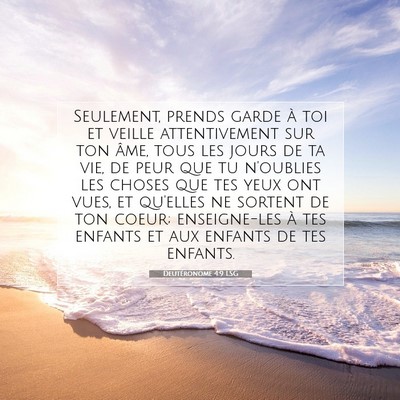 Picture 07 - Deutéronome 4:9 LSG - Seulement, prends garde à toi et veille - Bible Verse Picture