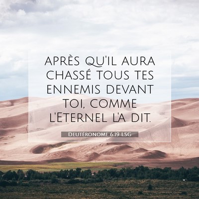 Picture 07 - Deutéronome 6:19 LSG - après qu'il aura chassé tous tes ennemis devant - Bible Verse Picture