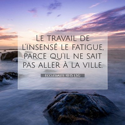 Picture 07 - Ecclésiaste 10:15 LSG - Le travail de l'insensé le fatigue, parce qu'il - Bible Verse Picture