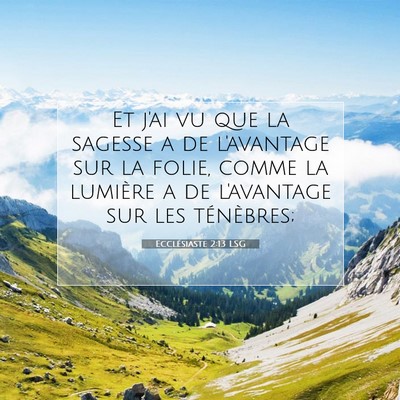 Picture 07 - Ecclésiaste 2:13 LSG - Et j'ai vu que la sagesse a de l'avantage sur la - Bible Verse Picture