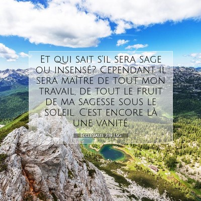 Picture 07 - Ecclésiaste 2:19 LSG - Et qui sait s'il sera sage ou insensé? Cependant - Bible Verse Picture