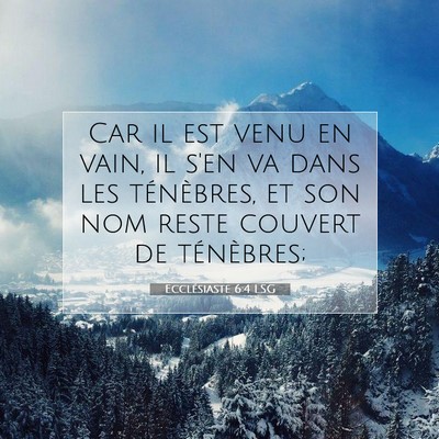 Picture 07 - Ecclésiaste 6:4 LSG - Car il est venu en vain, il s'en va dans les - Bible Verse Picture