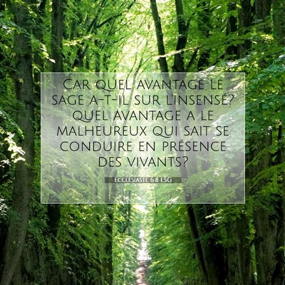 Picture 07 - Ecclésiaste 6:8 LSG - Car quel avantage le sage a-t-il sur l'insensé? - Bible Verse Picture