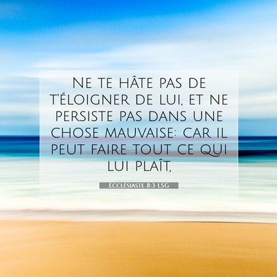 Picture 07 - Ecclésiaste 8:3 LSG - Ne te hâte pas de t'éloigner de lui, et ne - Bible Verse Picture