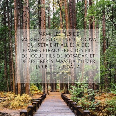 Picture 07 - Esdras 10:18 LSG - Parmi les fils de sacrificateurs, il s'en trouva - Bible Verse Picture