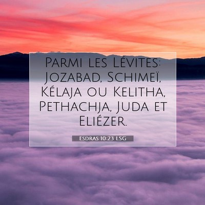 Picture 07 - Esdras 10:23 LSG - Parmi les Lévites: Jozabad, Schimeï, Kélaja ou - Bible Verse Picture