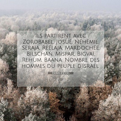 Picture 07 - Esdras 2:2 LSG - Ils partirent avec Zorobabel, Josué, Néhémie, - Bible Verse Picture